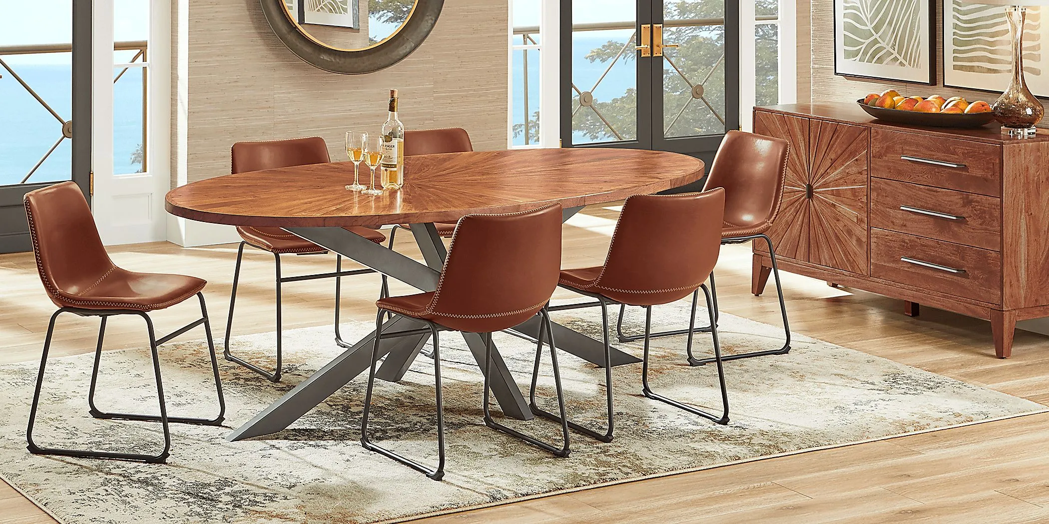 Cedona View Natural 5 Pc Dining Room with Brown Chairs