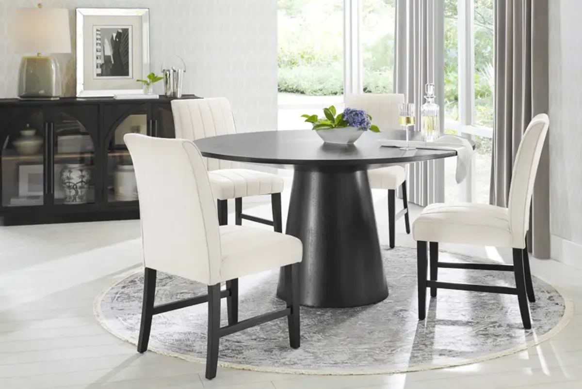 Kendall Black 5 Pc 59" Round Dining Room with White Side Chairs