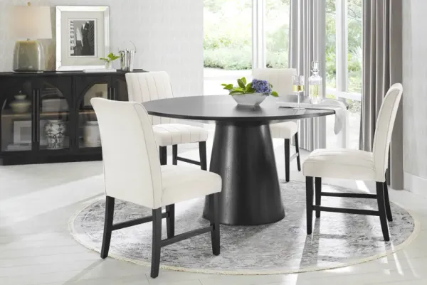 Kendall Black 5 Pc 59" Round Dining Room with White Side Chairs