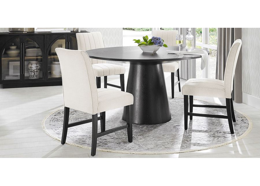 Kendall Black 5 Pc 59"" Round Dining Room with White Side Chairs