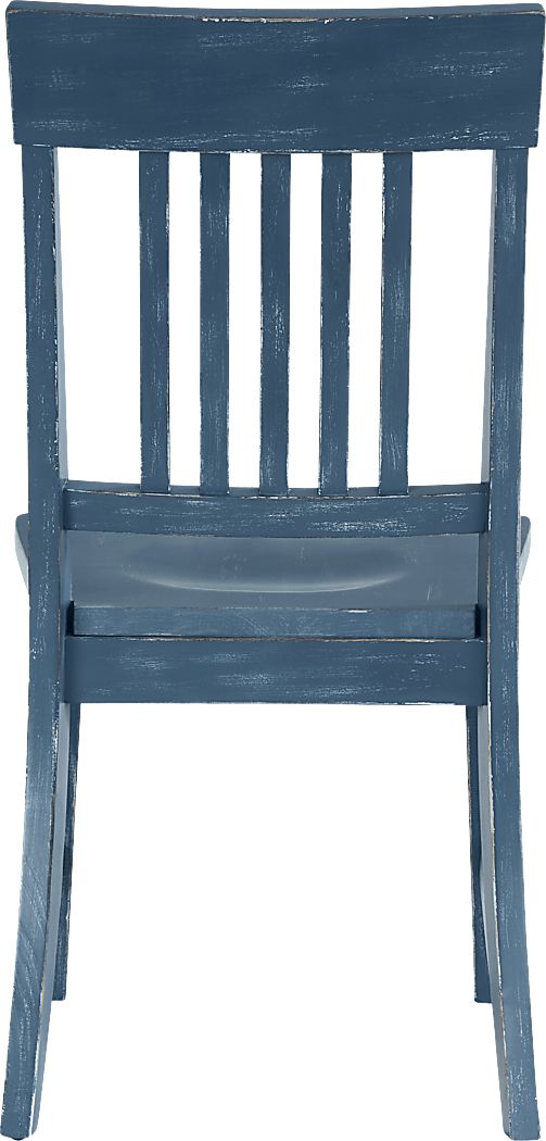 Wicklow Hills White 5 Pc Rectangle Trestle Dining Room with Blue Slat Back Side Chairs