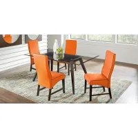 Colonia Hills Espresso 5 Pc 78 in. Rectangle Dining Room with Orange Chairs