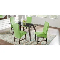 Colonia Hills Espresso 5 Pc 78 in. Rectangle Dining Room with Green Chairs