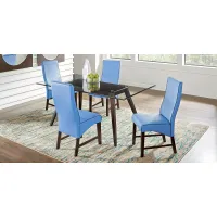 Colonia Hills Espresso 5 Pc 78 in. Rectangle Dining Room with Blue Chairs