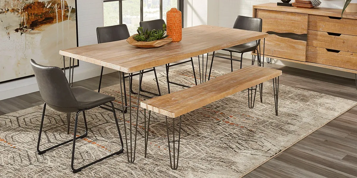 Palm Grove Brown 6 Pc Rectangle Dining Room with Gray Chairs