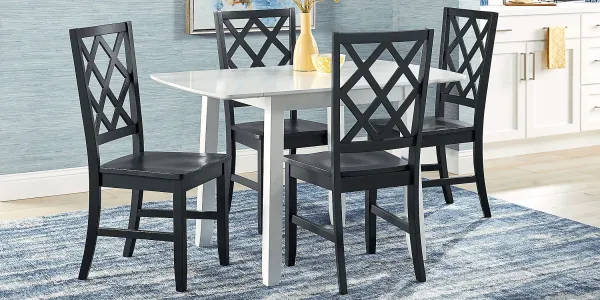 Concord White 5 Pc Drop Leaf Dining Room with Black Diamond Back Chairs