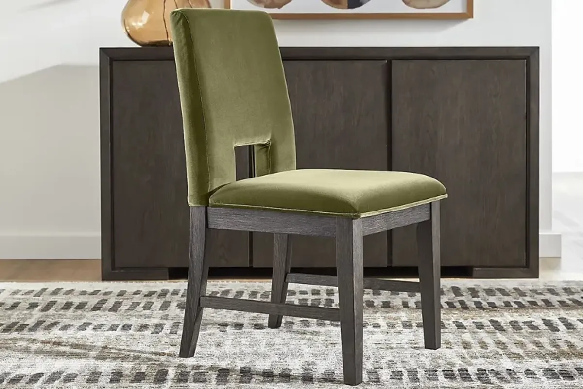 Angelica Brown 5 Pc Dining Room with Green Side Chairs