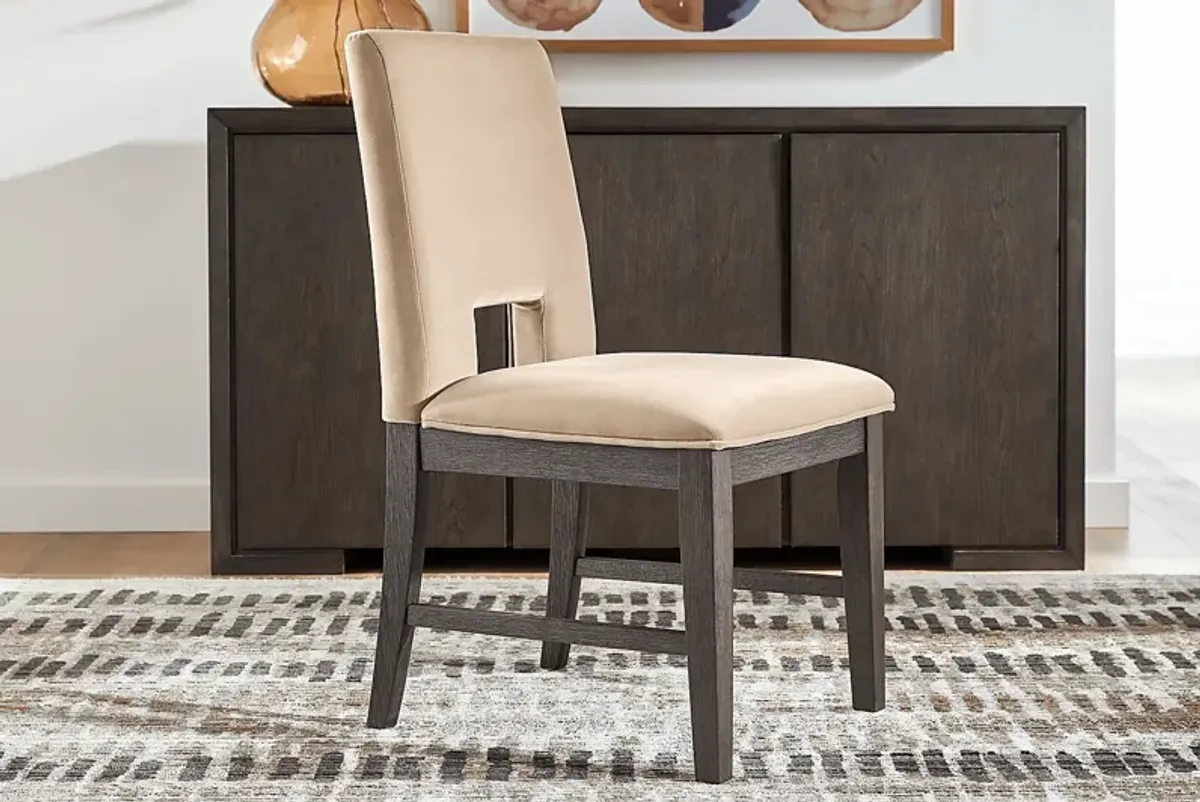 Angelica Brown 5 Pc Dining Room with Tan Side Chairs