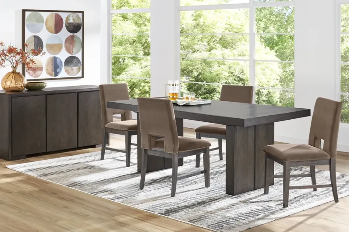 Angelica Brown 5 Pc Dining Room with Gray Side Chairs