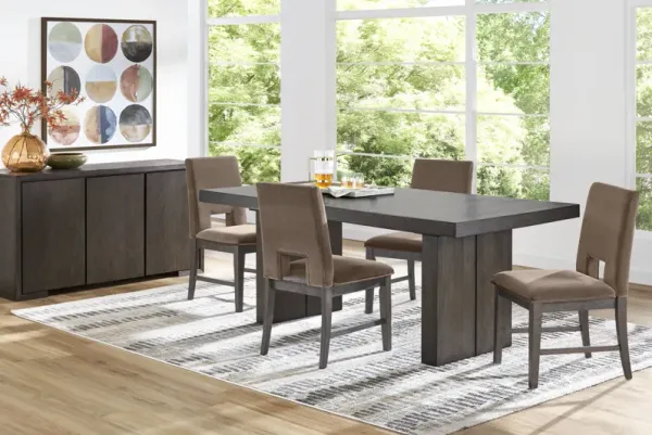 Angelica Brown 5 Pc Dining Room with Gray Side Chairs