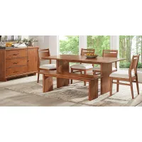 Surrey Ellis Brown 6 Pc Dining Room with Panel Back Chairs and Bench