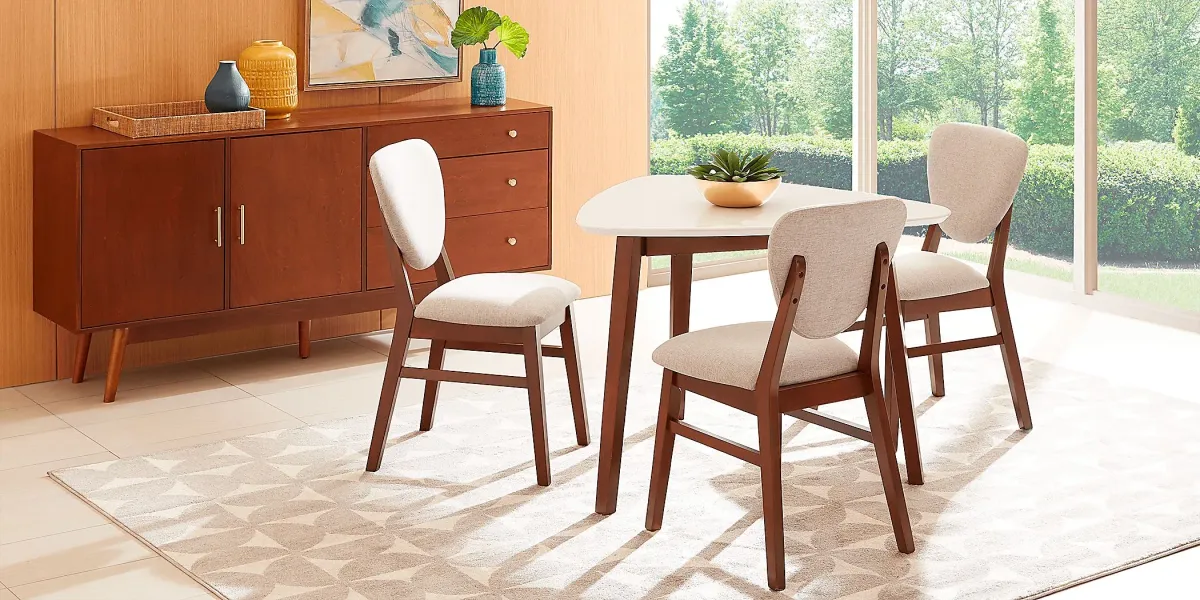 Melodina White 4 Pc Dining Room with Gray Chairs