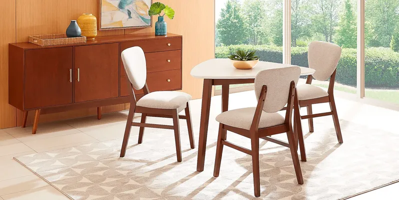 Melodina White 4 Pc Dining Room with Gray Chairs