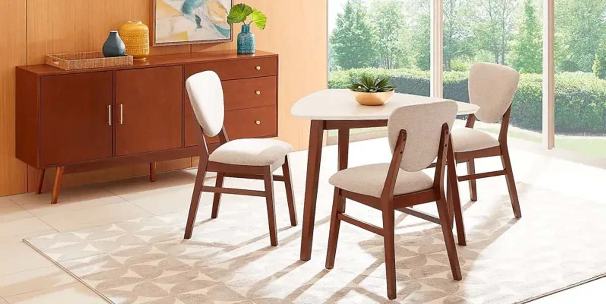 Melodina White 4 Pc Dining Room with Gray Chairs