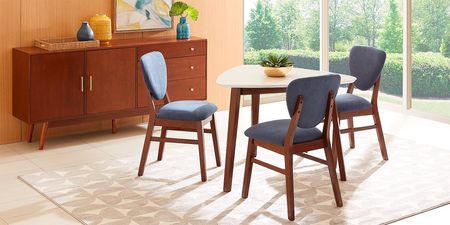 Melodina White 4 Pc Dining Room with Sky Chairs