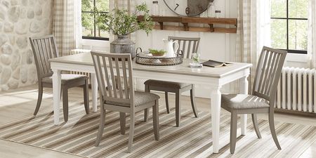 Hilton Head White 5 Pc Dining Room with Gray Side Chairs