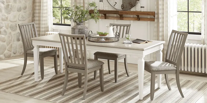 Hilton Head White 5 Pc Dining Room with Gray Side Chairs