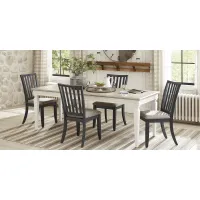 Hilton Head White 5 Pc Dining Room with Graphite Side Chairs