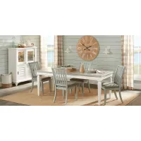 Hilton Head White 5 Pc Dining Room with Mint Side Chairs