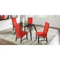 Colonia Hills Espresso 7 Pc 78 in. Rectangle Dining Room with Red Chairs
