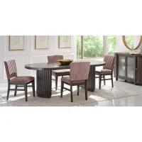 Cheetham Hill Espresso 90 in. 5 Pc Dining Room with Blush Chairs