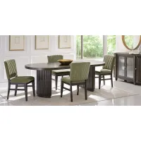 Cheetham Hill Espresso 90 in. 5 Pc Dining Room with Green Chairs