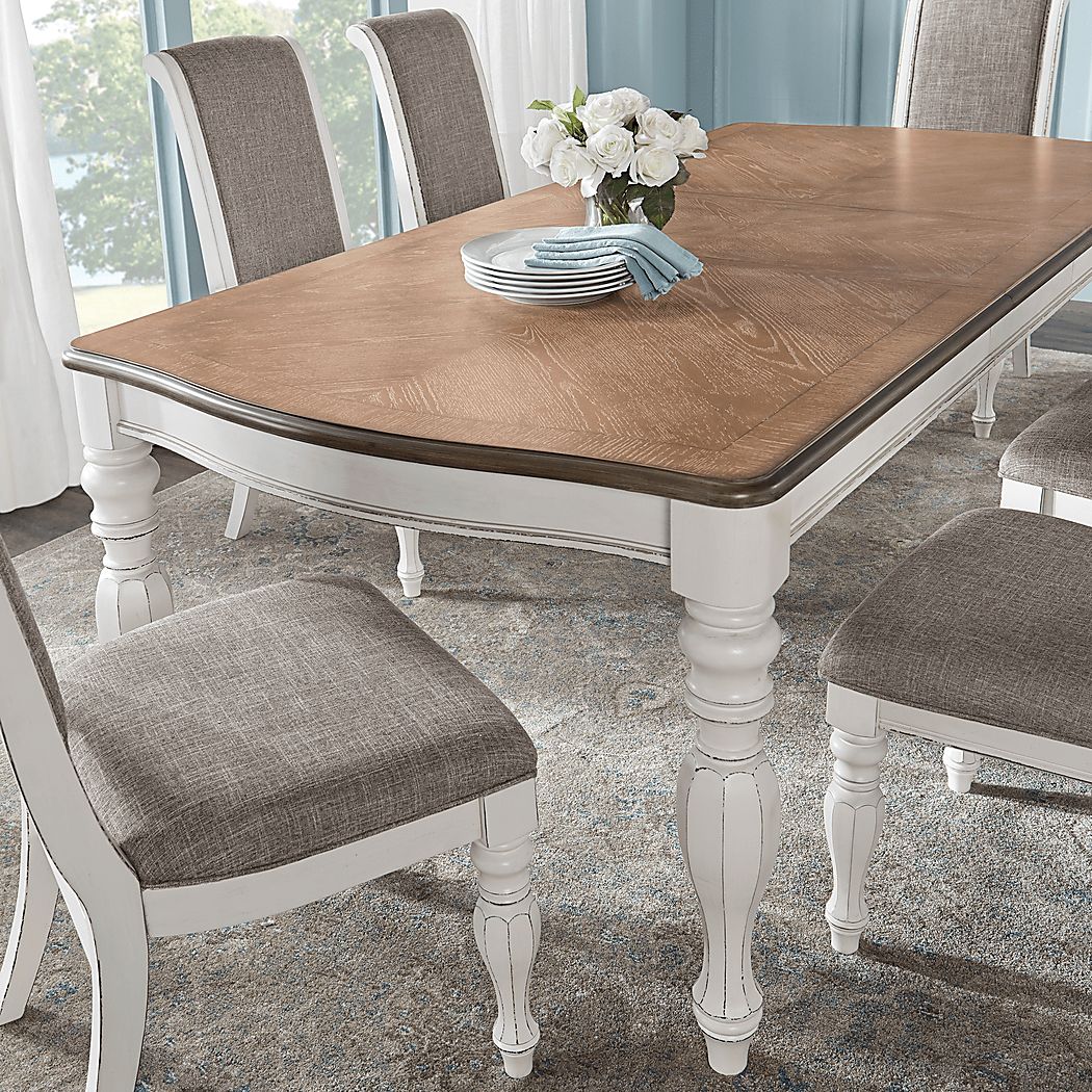 French Market White 5 Pc Rectangle Dining Room with Upholstered Chairs