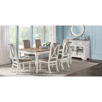 French Market White 5 Pc Rectangle Dining Room with Upholstered Chairs