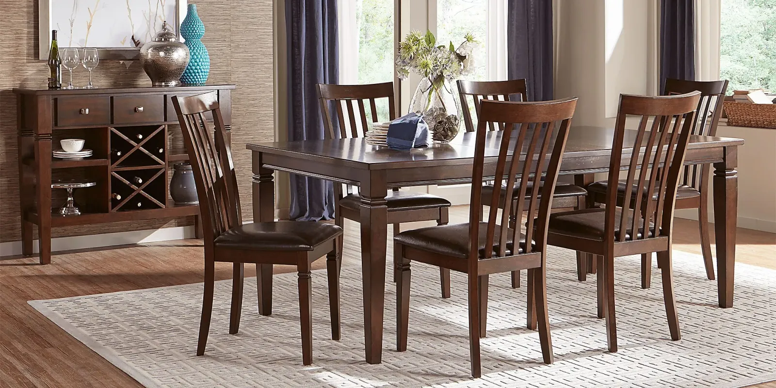 Riverdale Cherry 5 Pc Rectangle Dining Room with Slat Back Chairs