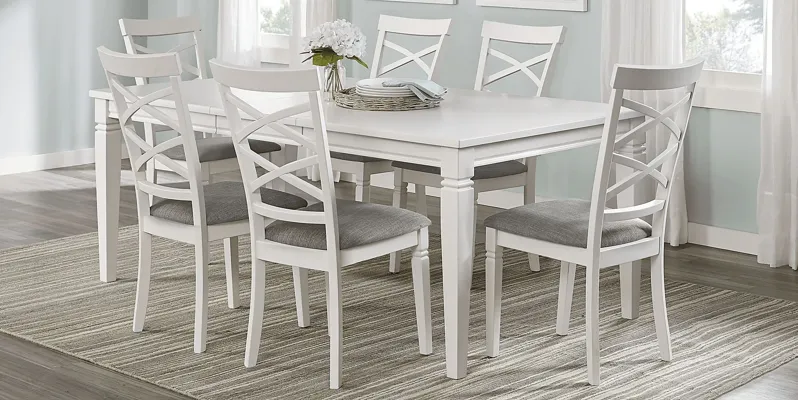 Riverdale White 5 Pc Rectangle Dining Room with XBack Chairs by Rooms