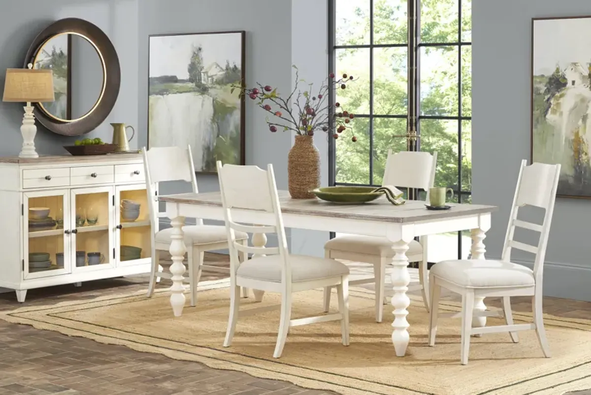 Lainey Cottage White 5 Pc Dining Room with Ladder Back Chairs