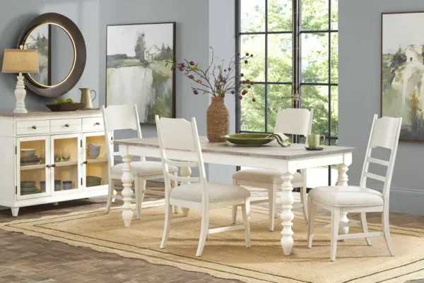 Lainey Cottage White 5 Pc Dining Room with Ladder Back Chairs