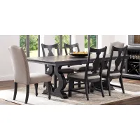 Sillsbee Place Black 5 Pc Rectangle Dining Room with Wood Back Chairs