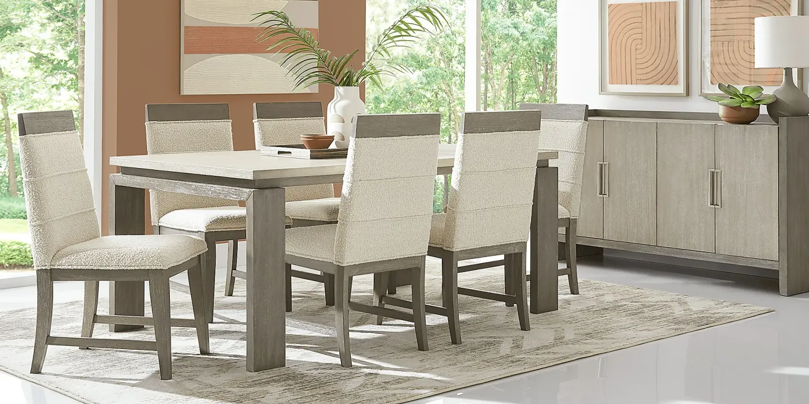 Collins Avenue Washed Wood 5 Pc Rectangle Dining Room