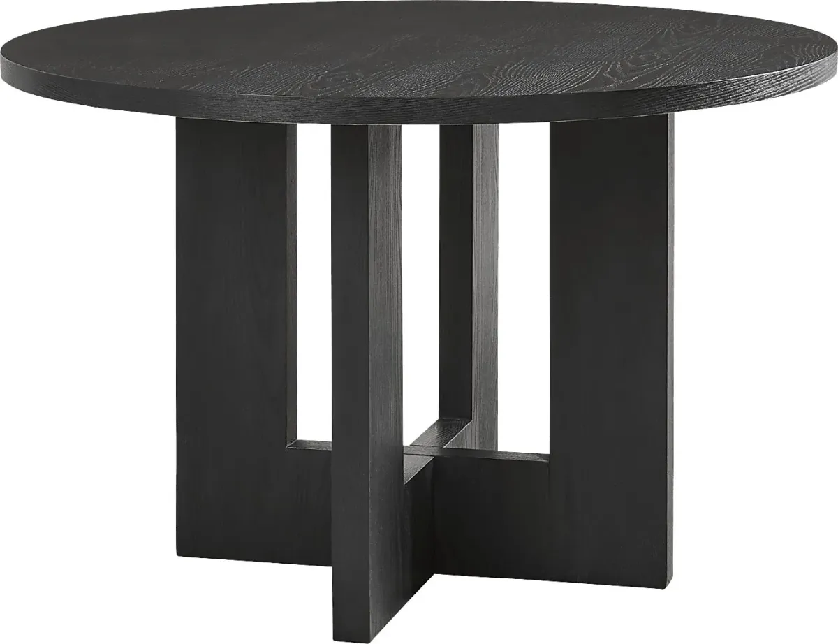 Rosolli Black 5 Pc Round Dining Room with Gray Upholstered Chairs
