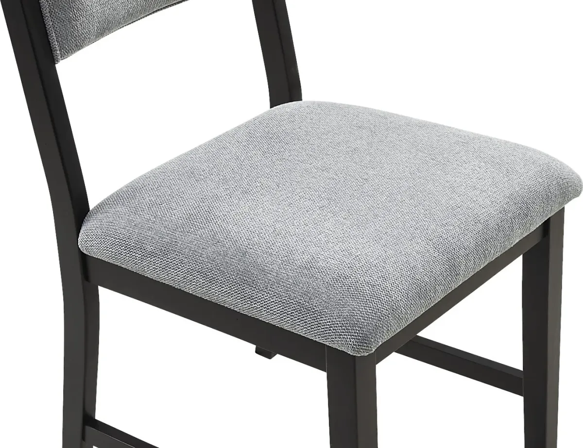 Rosolli Black 5 Pc Round Dining Room with Gray Upholstered Chairs