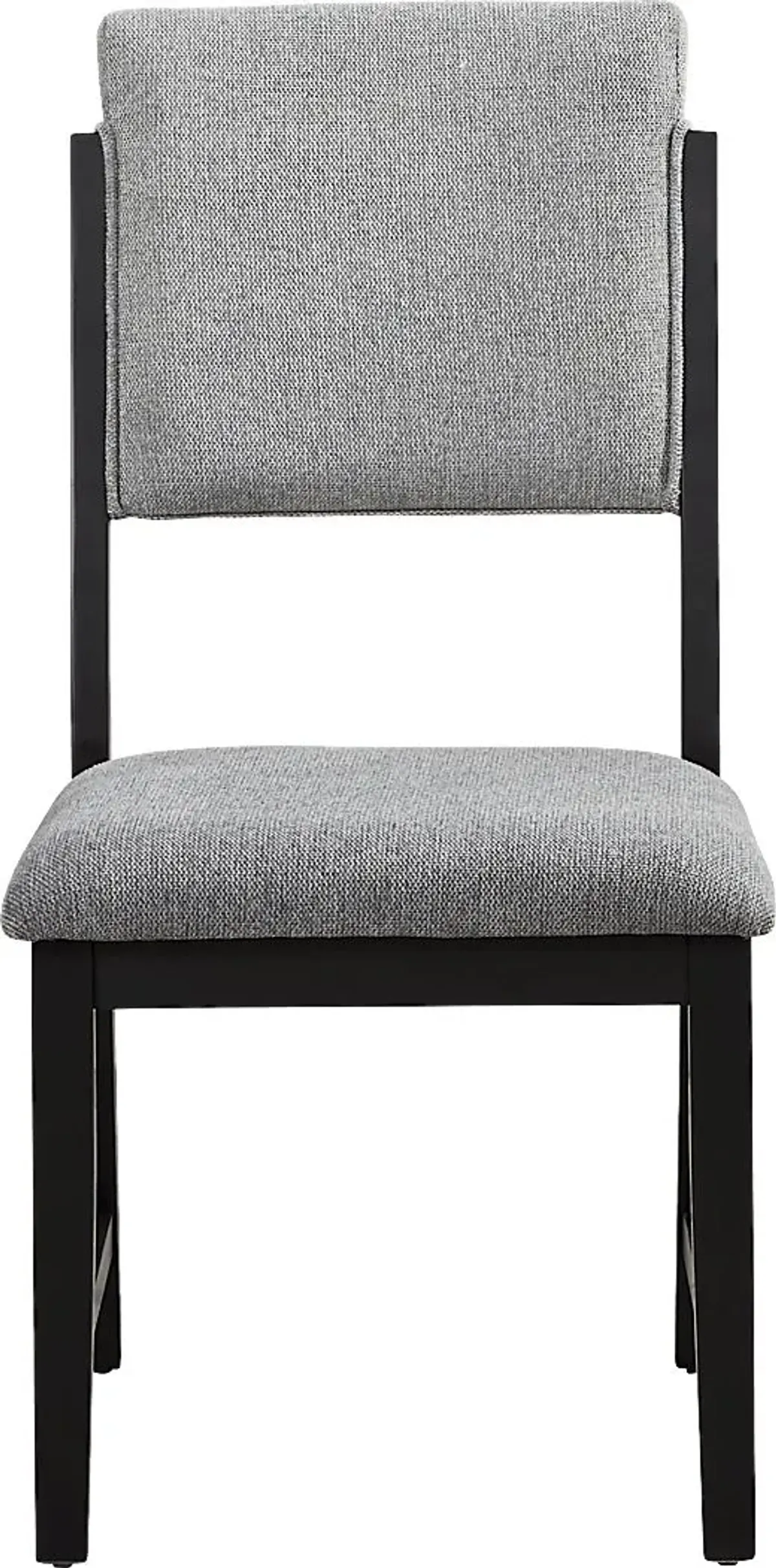 Rosolli Black 5 Pc Round Dining Room with Gray Upholstered Chairs