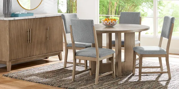 Rosolli Gray 5 Pc Round Dining Room with Gray Upholstered Chairs