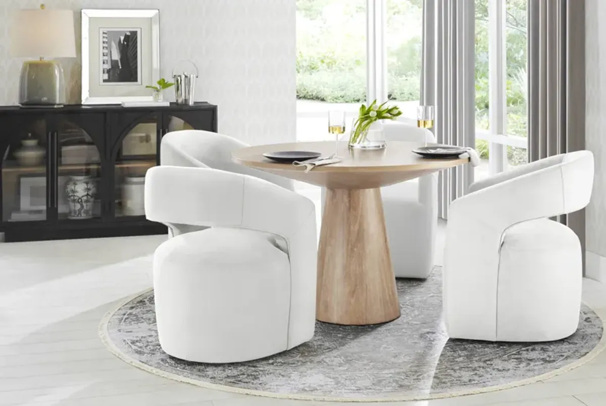 Kendall Natural 5 Pc 48" Round Dining Room with White Cascade Park Arm Chairs