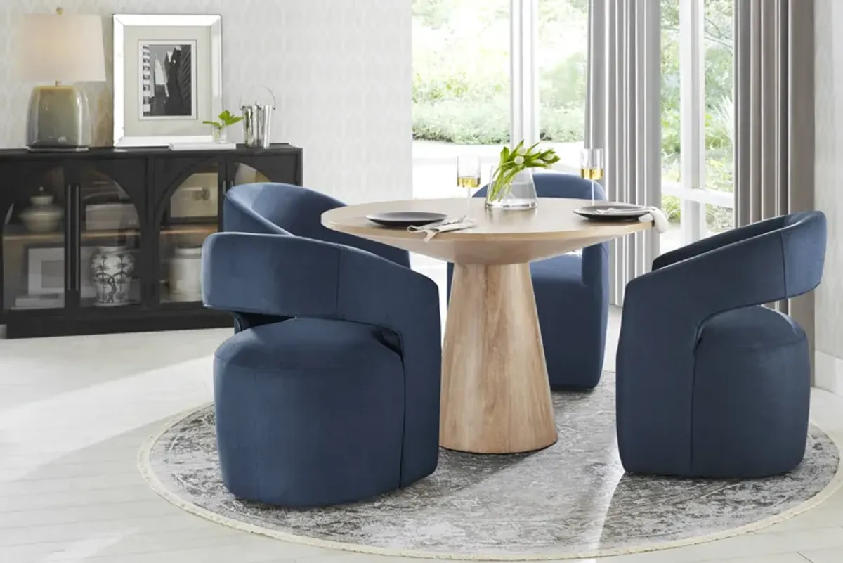 Kendall Natural 5 Pc 48" Round Dining Room with Navy Cascade Park Arm Chairs