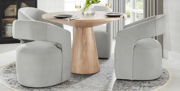 Kendall Natural 5 Pc 48" Round Dining Room with Gray Cascade Park Arm Chairs