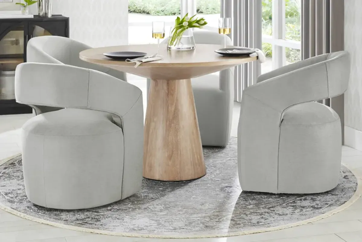 Kendall Natural 5 Pc 48" Round Dining Room with Gray Cascade Park Arm Chairs