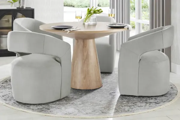Kendall Natural 5 Pc 48" Round Dining Room with Gray Cascade Park Arm Chairs