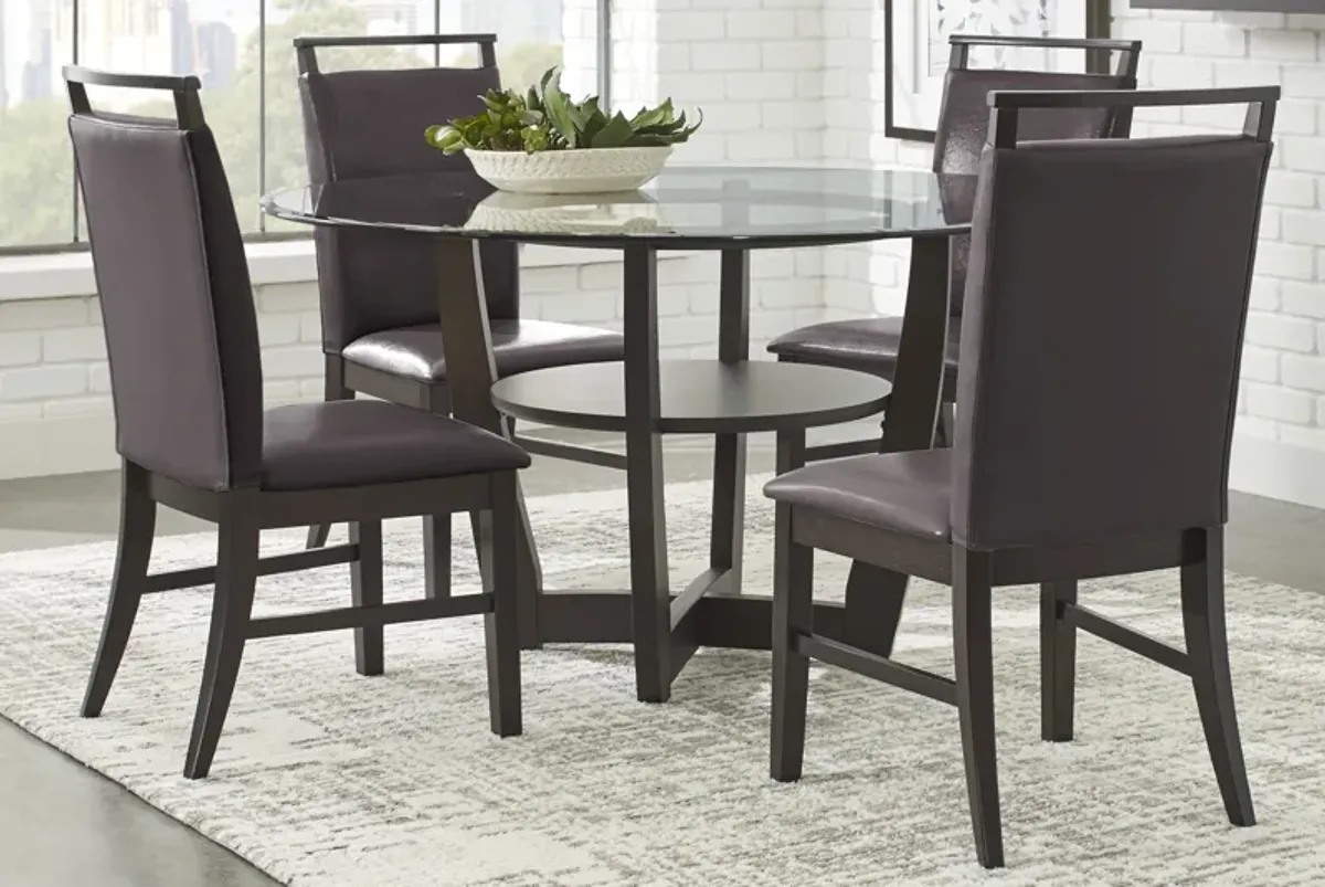 Ciara Espresso 5 Pc 54" Round Dining Set with Brown Chairs