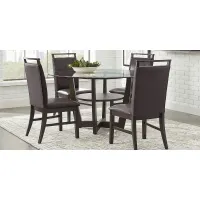 Ciara Espresso 5 Pc 54"" Round Dining Set with Brown Chairs