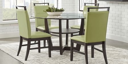 Ciara Espresso 5 Pc 54"" Round Dining Set with Green Chairs