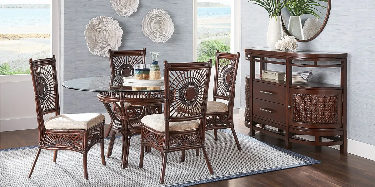 Island Sunrise Brown Rattan 5 Pc Dining Set