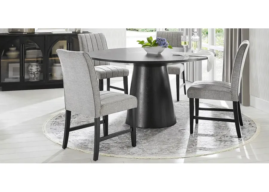 Kendall Black 5 Pc 59"" Round Dining Room with Gray Side Chairs