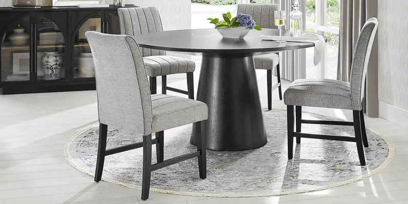 Kendall Black 5 Pc 59"" Round Dining Room with Gray Side Chairs