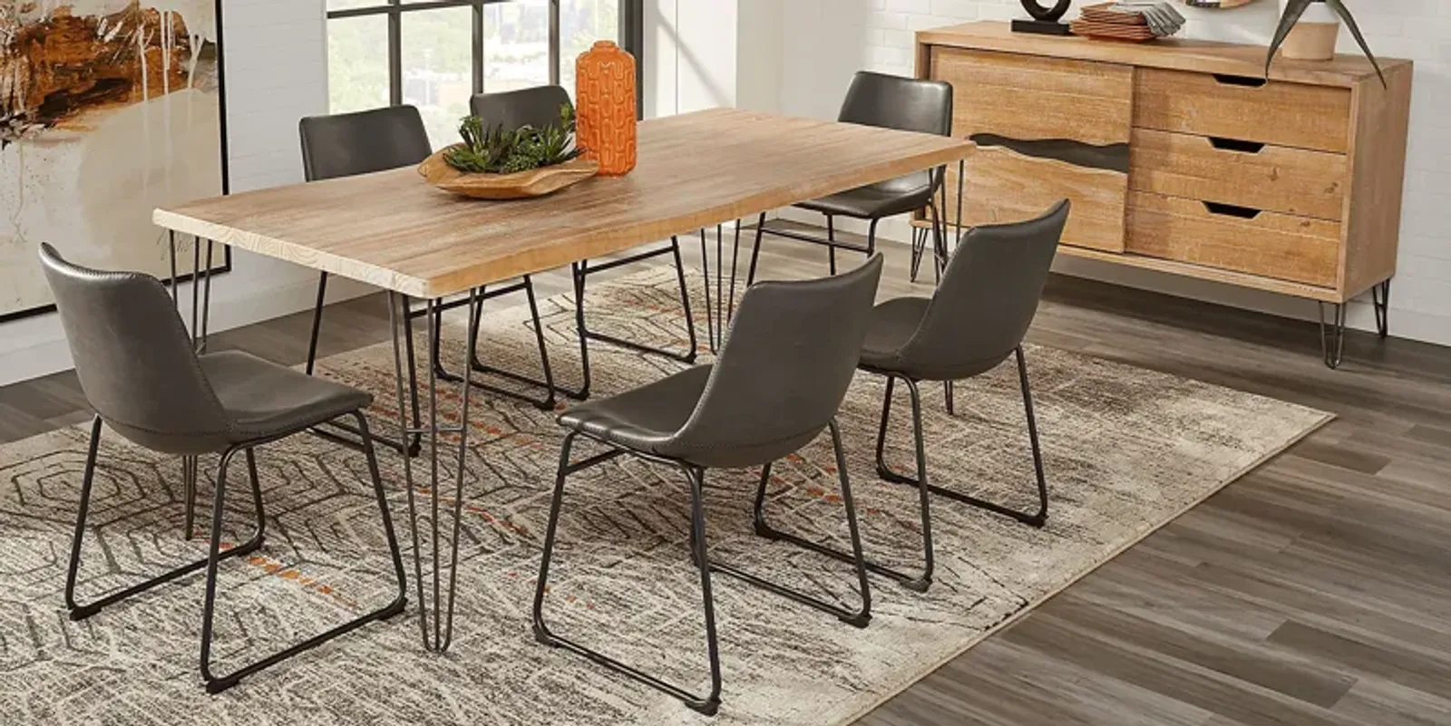 Palm Grove Brown 5 Pc Rectangle Dining Room with Gray Chairs